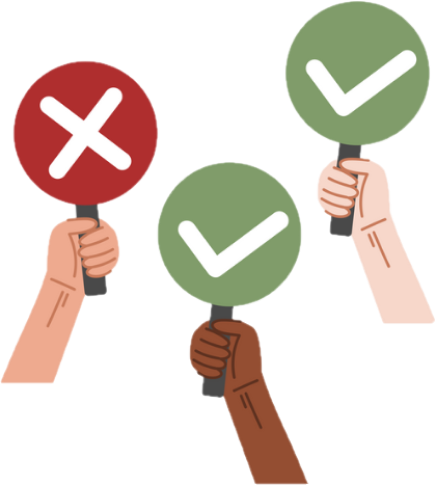 Hands with yes or no signs